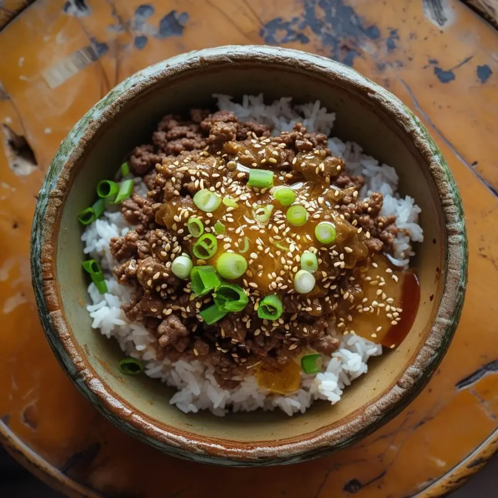 Hot Honey Ground Beef Bowl with Rice