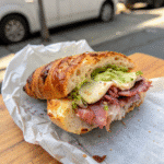 ham and cheese croissant sandwiches California style wrapped in foil