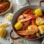 Red Lobster Crabfest Seafood Boil on rustic table
