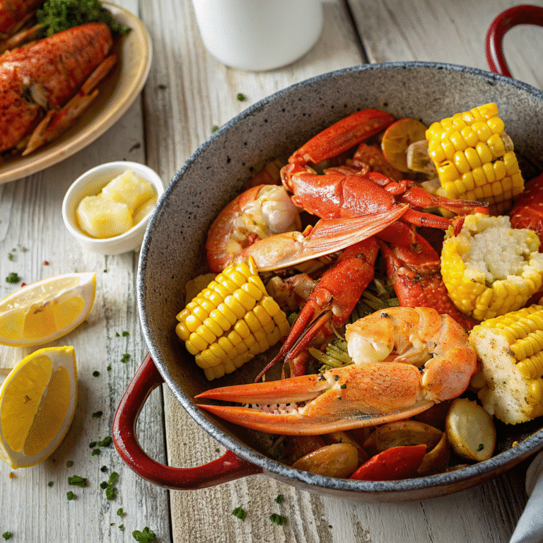 Red Lobster Crabfest Seafood Boil on rustic table