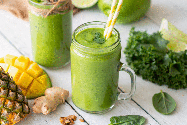 Detox Island Green Smoothie with tropical fruit and greens
