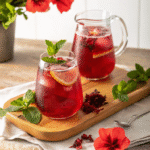 Hibiscus Water Benefits with lemon and mint