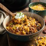 Slow Cooker Crockpot Chili Mac and Cheese